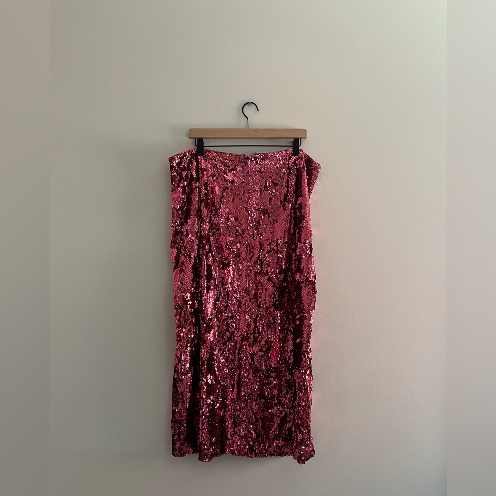 Eloquii Pink Sequins Column Midi Skirt with High Slit Size 18 - Picture 8 of 8